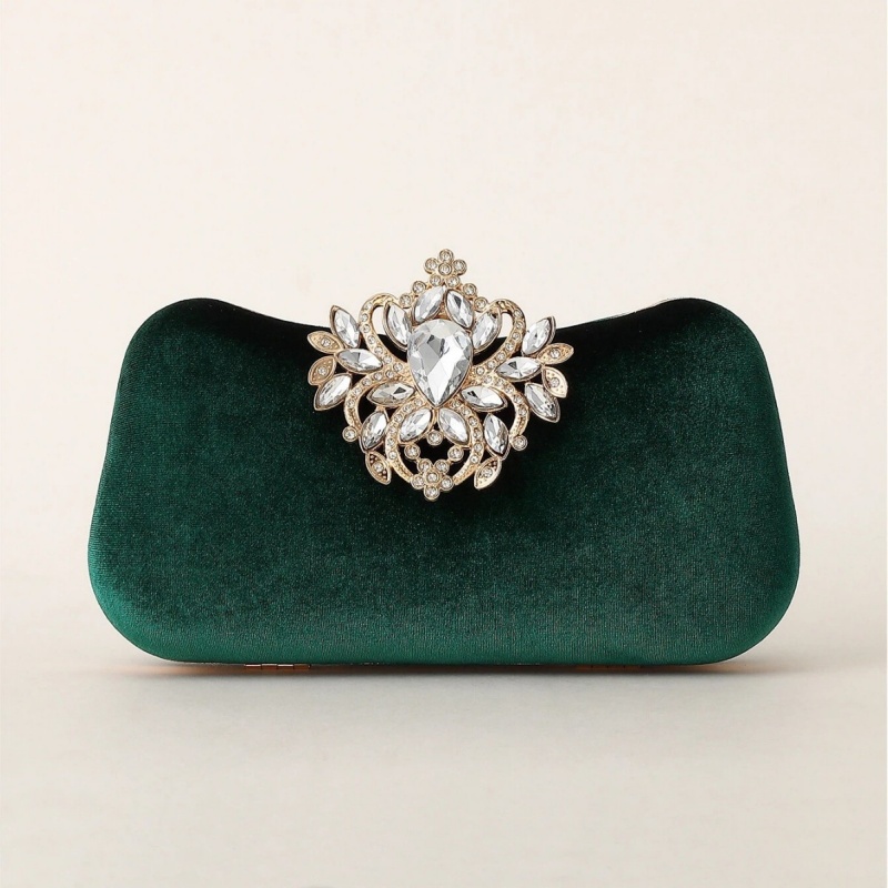 Luxury Bags Green - Tas Clutch Beludru Hijau Tua Tas