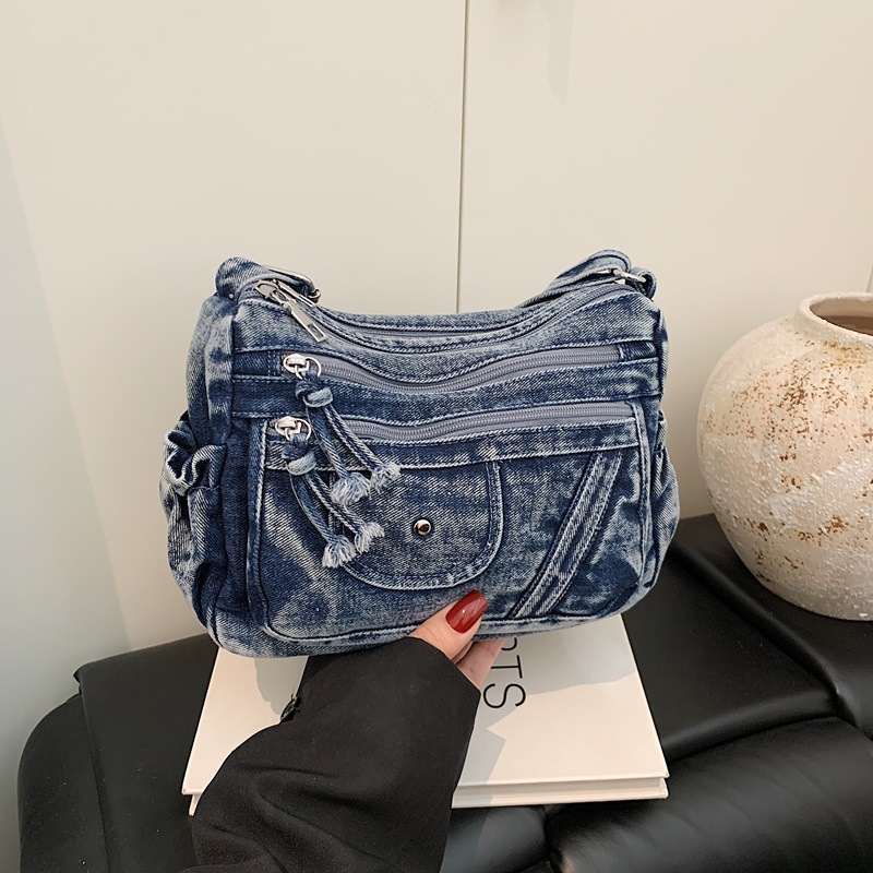 Luxury Bags Blue - Tas Denim Biru Retro Gaya Jalanan
