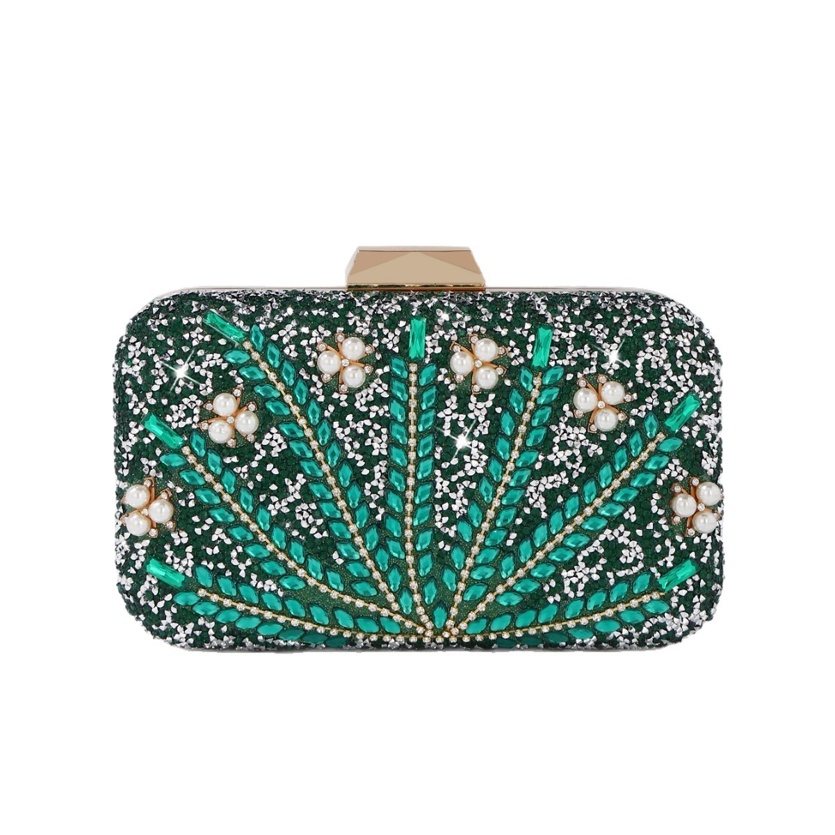 Luxury Bags Green - Tas Clutch Malam Hijau Mewah Berhias