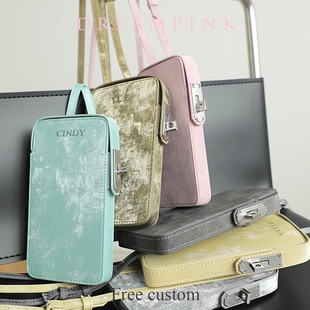 Luxury Bags Sling - Tas selempang wanita Mini kulit beludru,