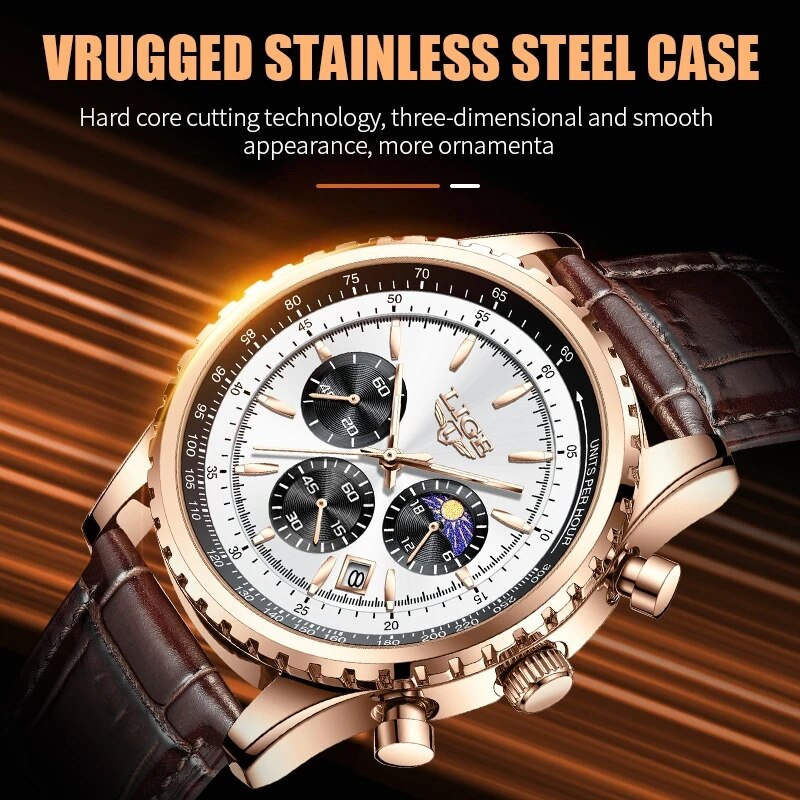 LIGE jam tangan kulit pria, ar - Luxury Bags Brands List ulasan dan harga