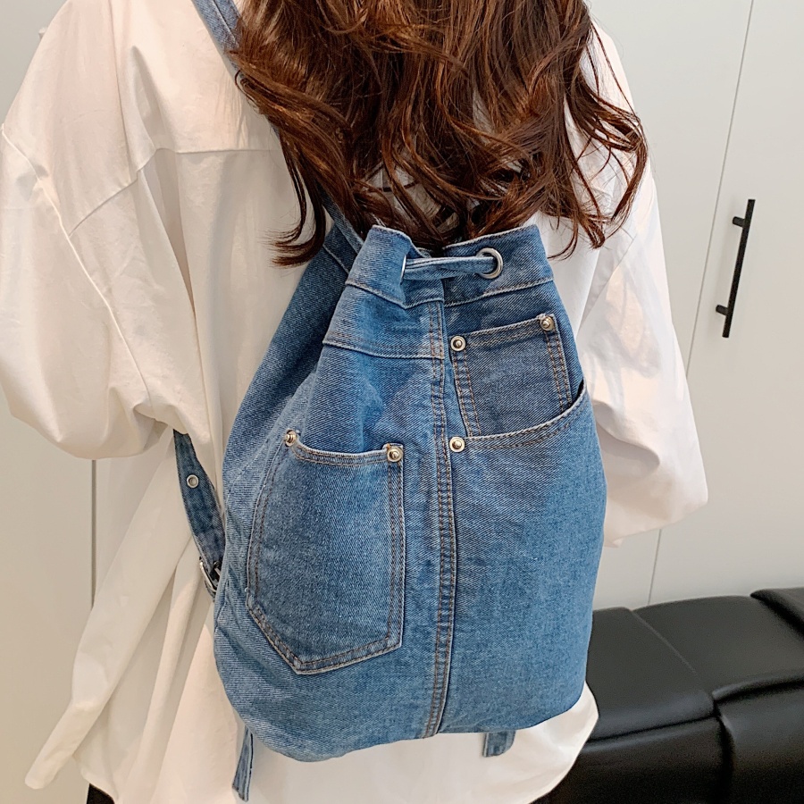 Ransel Wanita Denim Ransel Sek - Luxury Bags Blue ulasan dan harga