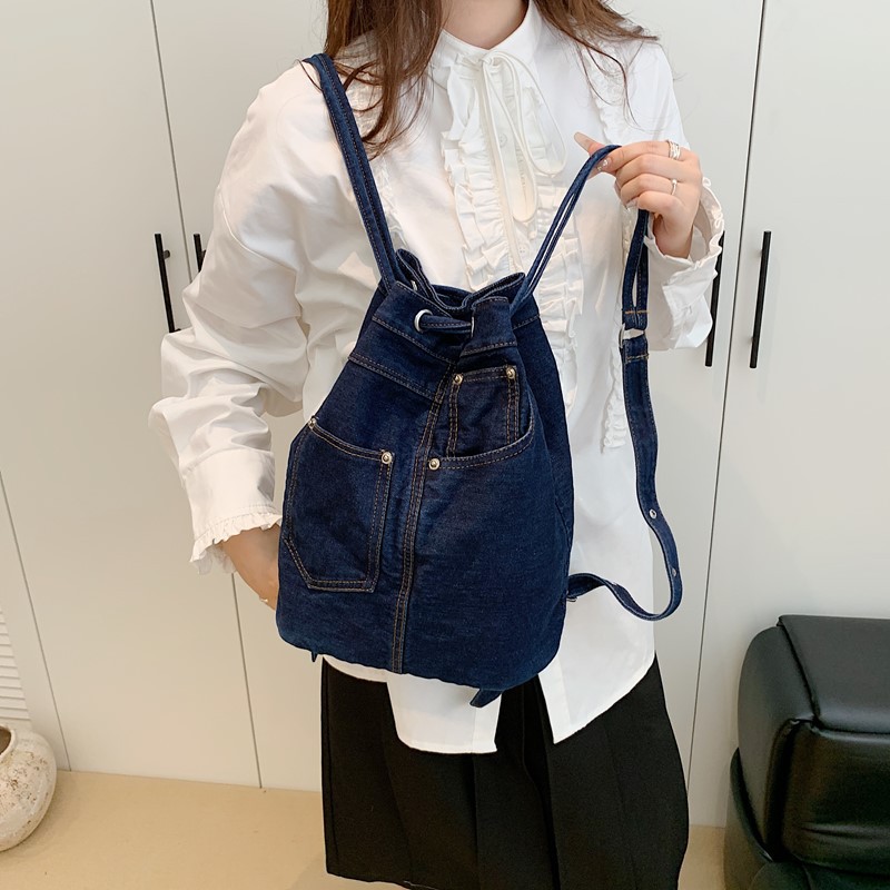 Ransel Wanita Denim Ransel Sek - Luxury Bags Blue ulasan dan harga