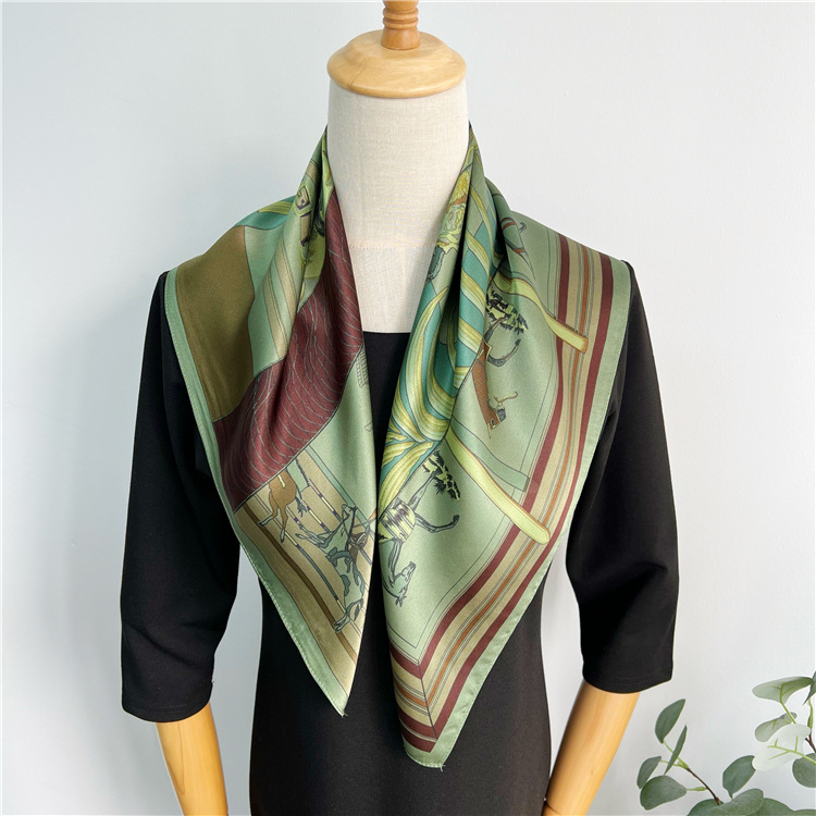 Syal Sutra Hijau 65CM Desainer - Luxury Bags Green ulasan dan harga