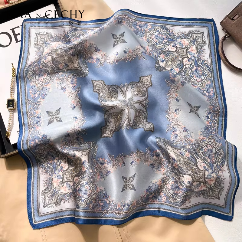 Syal Persegi Sutra Murbei 100% - Luxury Bags Blue ulasan dan harga